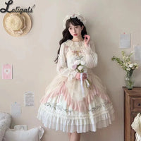 Sweet Lolita Dress Exquisite Embroidered JSK Dresses w. Waist Curtain ~ Lily of the Valley in Summer sweet lolita dress sweet lolita gown sweet lolita dress