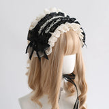 Sweet Maid Headband Black and Beige Elegant Classical KC Hair Accessories Doll Style Headband Top Hat ~ Seventh Night Chapter