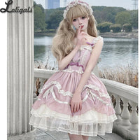 Sweet Lolita JSK Dress Embroidered Midi Casual Chiffon Dress ~  Cool Summer Dance