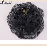 Lolita Gothic Headpiece Cross Rose Bow Hairpin Mini Flat Hat Hair Accessories Double Ponytail Hair Clips