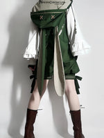 Ouji Lolita Outfit Retro Vine Green Long Bunny Ear Hooded Vest / Cosplay Bloomer Shorts / Tassel Cape by Princess Chronicles