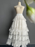 Royal Tiered Lace Long Skirt A line Underskirt
