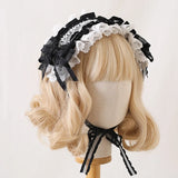 Multi-color Lolita Bow Lace KC Gorgeous Headband Ruffled Hairband Illusion Rose
