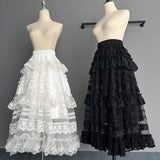 Royal Tiered Lace Long Skirt A line Underskirt