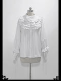 Ouji Lolita Outfit High Low Waist Cincher / Long Sleeve White Shirt / Striped Shorts / Bow Train ~ Rabbit Theater Corset Costume