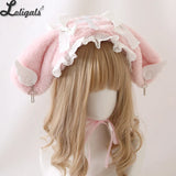 Cute Lolita Rabbit Ear Headband Subculture Cute Plush Cross Angel Wings Headgear