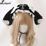 Cute Lolita Rabbit Ear Headband Subculture Cute Plush Cross Angel Wings Headgear