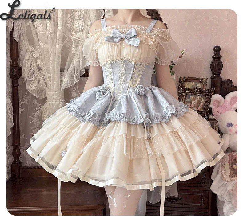 corset ballerina dress Sweet Lolita JSK Mini Cute Ballet Dress ~ Dance of Time What Shoes & Bags bridal gowns low iron if needed Style:Slim