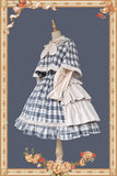 Sweet Checkered Lolita High Waist Skirt / Sailor Collar Cape for Women ~ The Summer Dawn by Infanta