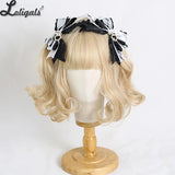Sweet Lolita Headpiece Japanese JK Lace Barrettes Letters Ribbon Bowknot Jirai Kei Hairclips Headdress