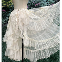 Double Layered Lolita Waist Curtain Sheer Cover Up Skirt