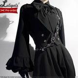 Gothic Black Long Ruffle Sleeve Lolita Shirt Retro Prince Shirt ~ Elegant Doll by Princess Chronicles