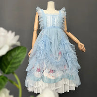 Ruffled Lolita Apron Sheer Mesh Cover-up Dress