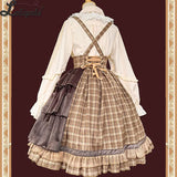 Sweet Checkered Lolita High Waist Skirt / Sailor Collar Cape for Women ~ The Summer Dawn by Infanta