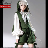 Ouji Lolita Outfit Retro Vine Green Long Bunny Ear Hooded Vest / Cosplay Bloomer Shorts / Tassel Cape by Princess Chronicles