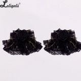 Lolita Gothic Headpiece Cross Rose Bow Hairpin Mini Flat Hat Hair Accessories Double Ponytail Hair Clips