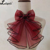 Sweet Lolita Jabot Collar Elegant Bow Tie Ruffled Detachable Cosplay Collar for Halloween