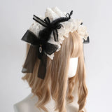 Sweet Maid Headband Black and Beige Elegant Classical KC Hair Accessories Doll Style Headband Top Hat ~ Seventh Night Chapter