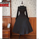 Cool Long Black Embroidered Lolita Dress w. Cape by Alice Girl ~ Pre-order