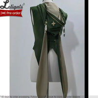 Ouji Lolita Outfit Retro Vine Green Long Bunny Ear Hooded Vest / Cosplay Bloomer Shorts / Tassel Cape by Princess Chronicles