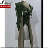 Ouji Lolita Outfit Retro Vine Green Long Bunny Ear Hooded Vest / Cosplay Bloomer Shorts / Tassel Cape by Princess Chronicles