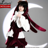 Vintage Red Ouji Lolita Gothic Hooded Rabbit Ear Cape / Short Pants / Vest by Princess Chronicles ~ Rabbit Run