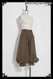 Cool Brown Lolita Ouji Outfit Cute Vest / Long Sleeve Shirt / Cropped Loose Harem Pants by Princess Chronicles