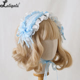 Multi-color Lolita Bow Lace KC Gorgeous Headband Ruffled Hairband Illusion Rose