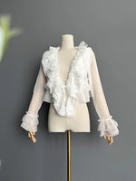Sweet Long Sleeve Sheer Top Ruffled Lolita Shrug