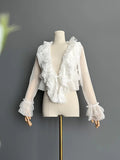 Sweet Long Sleeve Sheer Top Ruffled Lolita Shrug