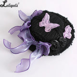 Sweet Lolita Top Hat Bow Doll Hair Clips Butterfly Rosette Punkish Hair Accessories