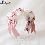 Lolita Hair Accessories Elegant Flat Hat Sweet Lace Wrist Cuffs Headband Flower Wedding Hat