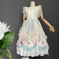 Ruffled Lolita Apron Sheer Mesh Cover-up Dress