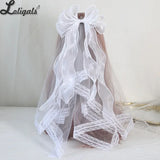 Miss Fulla Sweet Lolita Big Bow Hairpin Lolita Light Blue White Wedding Veil