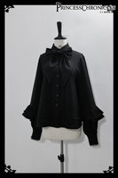 Gothic Black Long Ruffle Sleeve Lolita Shirt Retro Prince Shirt ~ Elegant Doll by Princess Chronicles