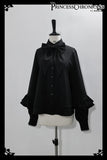 Gothic Black Long Ruffle Sleeve Lolita Shirt Retro Prince Shirt ~ Elegant Doll by Princess Chronicles