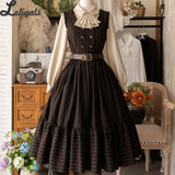 Classic Sleeveless Double Breasted Long Sweet Retro Striped Lolita Casual Party JSK Dresses ~ Little Manor