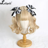 Sweet Lolita Headpiece Japanese JK Lace Barrettes Letters Ribbon Bowknot Jirai Kei Hairclips Headdress