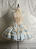 Pre-order Vintage Chinese Style Lolita JSK Dress Jacquard Layered Party Dress by Alice Girl ~ Mountain & Sea View