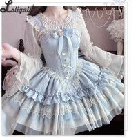 Sweet Lolita JSK Dress Ruffle Tiered Ballet Costume Mini Party Dress ~ Floating Light