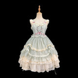 Sweet Lolita JSK Dress Embroidered Midi Casual Chiffon Dress ~  Cool Summer Dance