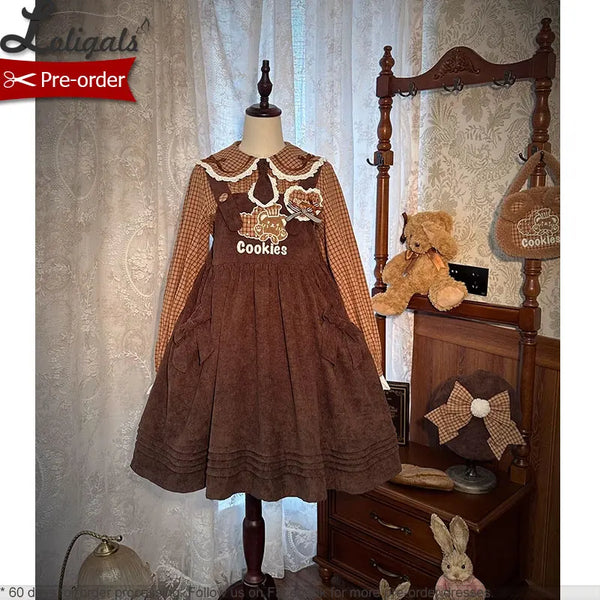 Bears Love Cookie ~ Sweet Lolita Salopette Dress by Alice Girl ~ Pre-order