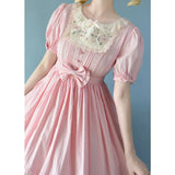 Miss Nelly ~ Classic Short Sleeve Lolita Dress with Embroidered Flowers