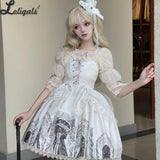 Gothic Retro Lolita JSK Dress Printed Halloween Witch Costume - Eternal Night