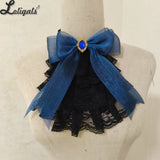 Victorian Lace Jabot Gothic Ruffled Bow Tie Detachable Collar