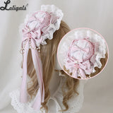 Light Blue Mini Top Hat Christmas Princess Lace Bow Lolita Hat for Cosplay Women Hair Clip
