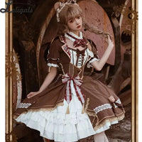 Steampunk Costume Vintage Short Sleeve Lolita Dress Asymmetrical Dresses Bear Detective by Ocelot