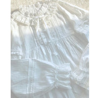 White Long Sleeve Blouse Stand Collar Cotton Lolita Shirt