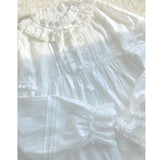 White Long Sleeve Blouse Stand Collar Cotton Lolita Shirt