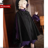 Gothic Lolita Cape Retro Medieval Prince Black Poncho Coat Pointed Lapel Collar ~ Reverse Luo Lan by Princess Chronicles